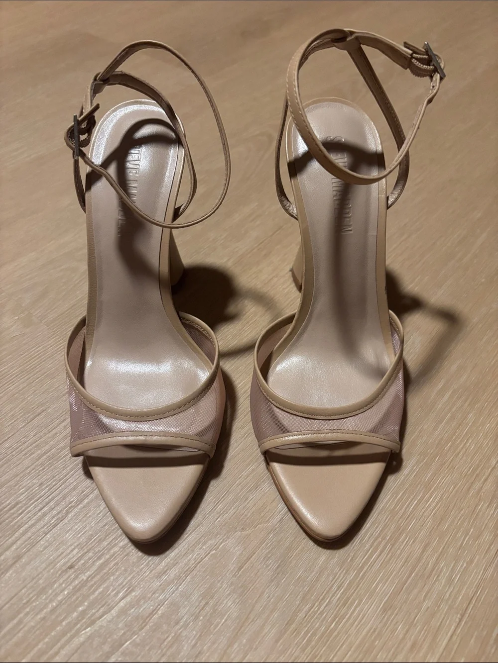 Steve Madden Beki Natural Mesh Heeled Sandal size 7.5